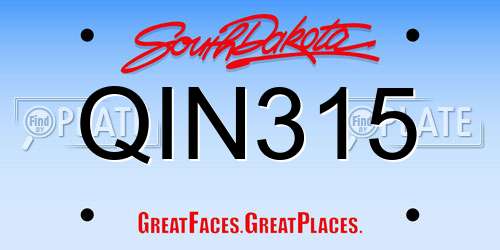 QIN315 South Dakota License Plate