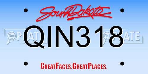 QIN318 South Dakota License Plate