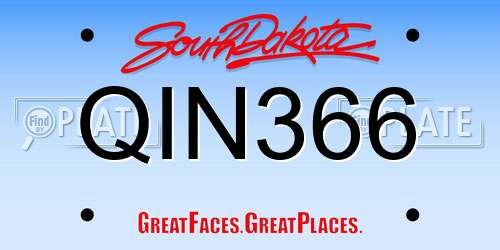 QIN366 South Dakota License Plate
