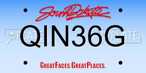 QIN36G South Dakota License Plate
