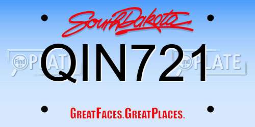 QIN721 South Dakota License Plate