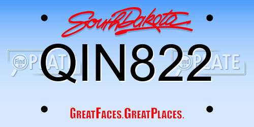 QIN822 South Dakota License Plate
