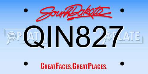 QIN827 South Dakota License Plate