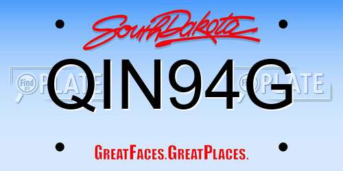 QIN94G South Dakota License Plate