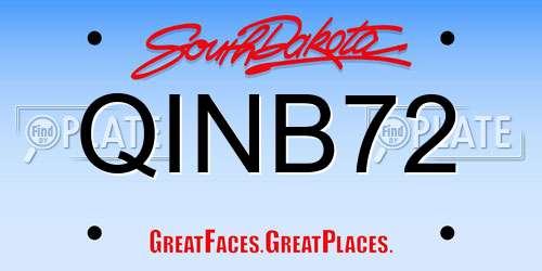 QINB72 South Dakota License Plate