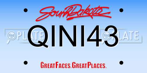 QINI43 South Dakota License Plate