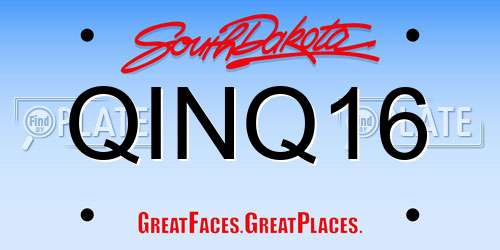 QINQ16 South Dakota License Plate