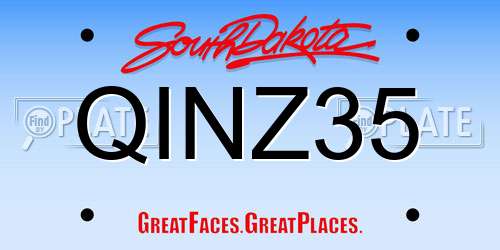QINZ35 South Dakota License Plate