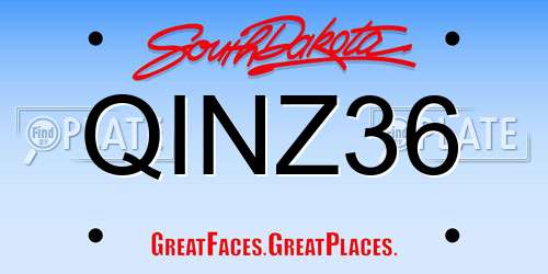QINZ36 South Dakota License Plate