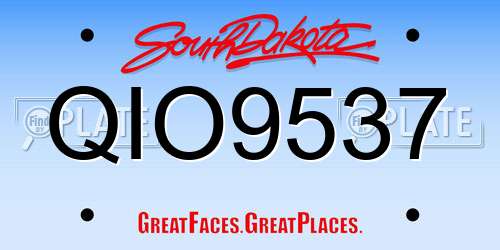 QIO9537 South Dakota License Plate