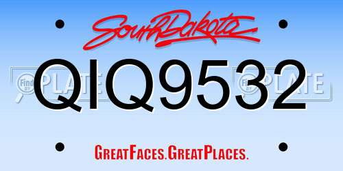 QIQ9532 South Dakota License Plate