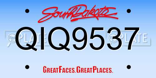 QIQ9537 South Dakota License Plate