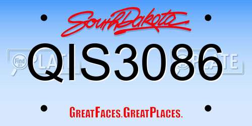 QIS3086 South Dakota License Plate