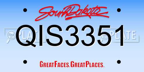 QIS3351 South Dakota License Plate