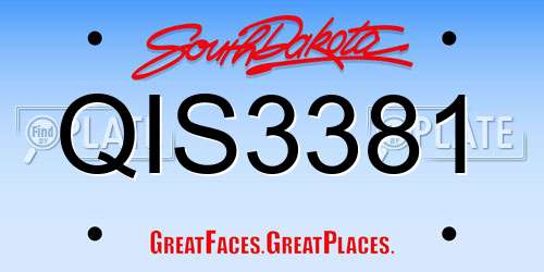 QIS3381 South Dakota License Plate