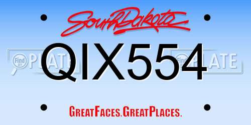 QIX554 South Dakota License Plate