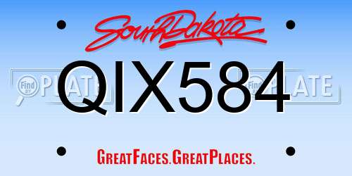 QIX584 South Dakota License Plate