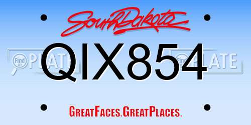 QIX854 South Dakota License Plate