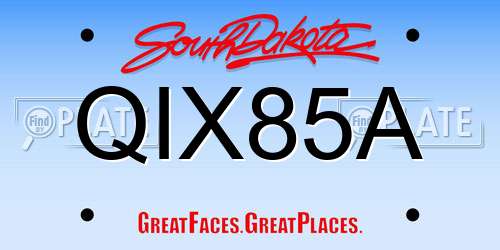 QIX85A South Dakota License Plate