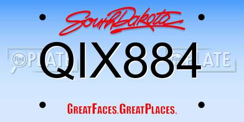 QIX884 South Dakota License Plate