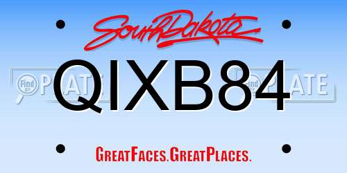 QIXB84 South Dakota License Plate