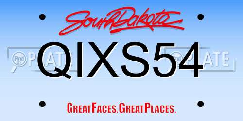 QIXS54 South Dakota License Plate