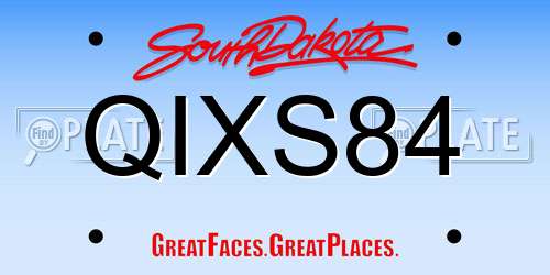 QIXS84 South Dakota License Plate