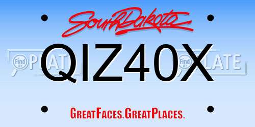 QIZ40X South Dakota License Plate