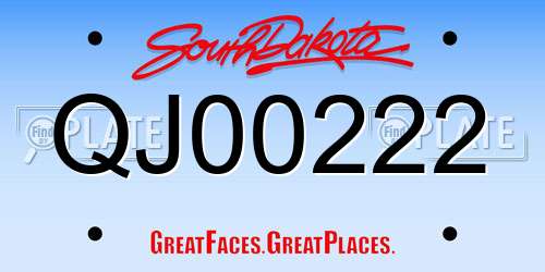 QJ00222 South Dakota License Plate