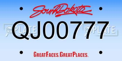 QJ00777 South Dakota License Plate