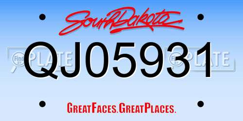 QJ05931 South Dakota License Plate