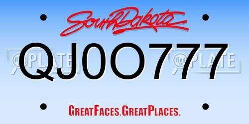 QJ0O777 South Dakota License Plate