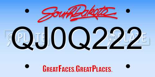 QJ0Q222 South Dakota License Plate