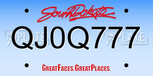 QJ0Q777 South Dakota License Plate