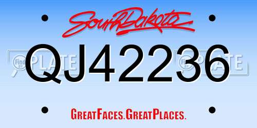 QJ42236 South Dakota License Plate