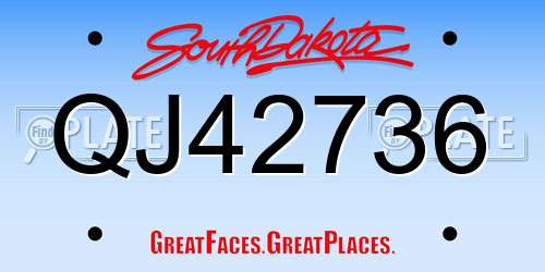 QJ42736 South Dakota License Plate