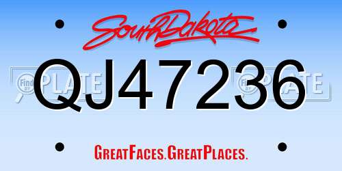 QJ47236 South Dakota License Plate