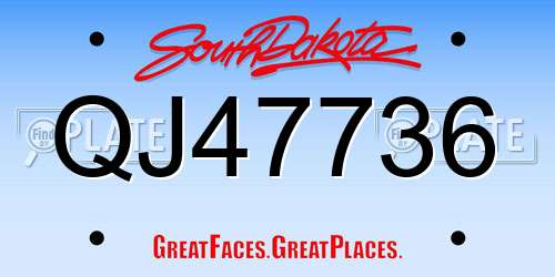 QJ47736 South Dakota License Plate