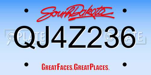 QJ4Z236 South Dakota License Plate