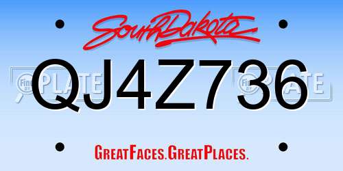 QJ4Z736 South Dakota License Plate