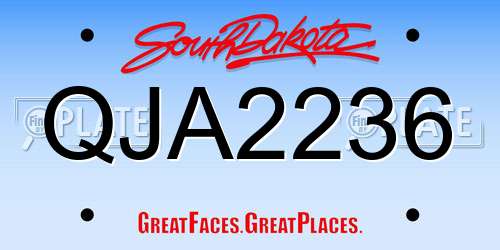 QJA2236 South Dakota License Plate