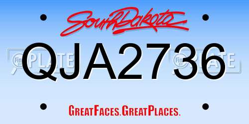 QJA2736 South Dakota License Plate