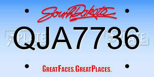 QJA7736 South Dakota License Plate