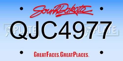 QJC4977 South Dakota License Plate