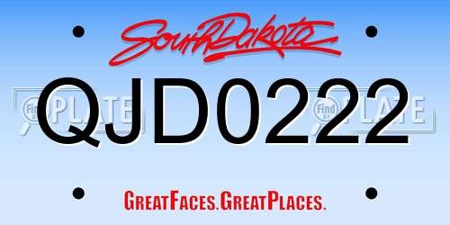 QJD0222 South Dakota License Plate