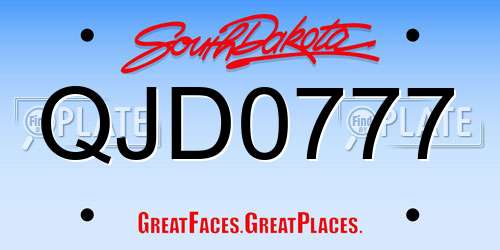 QJD0777 South Dakota License Plate