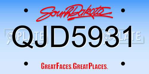 QJD5931 South Dakota License Plate