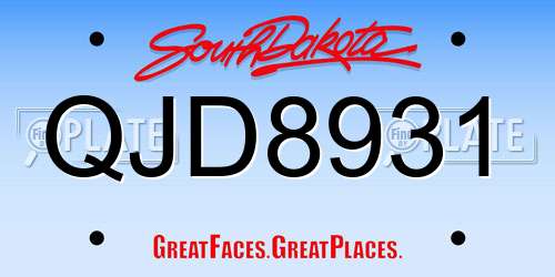 QJD8931 South Dakota License Plate