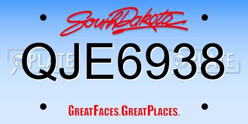 QJE6938 South Dakota License Plate