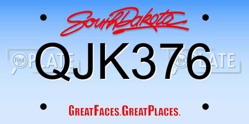 QJK376 South Dakota License Plate